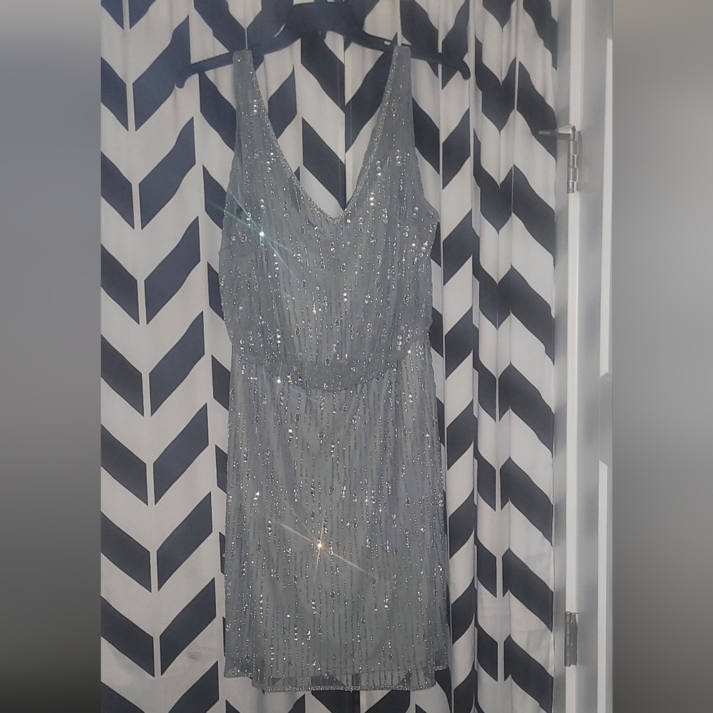 Adrianna Papell Sequin Beaded Sleeveless Gown